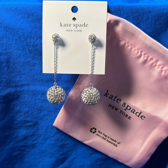 Kate Spade Glittering Silver Drop Earrings - Picture 4 of 5